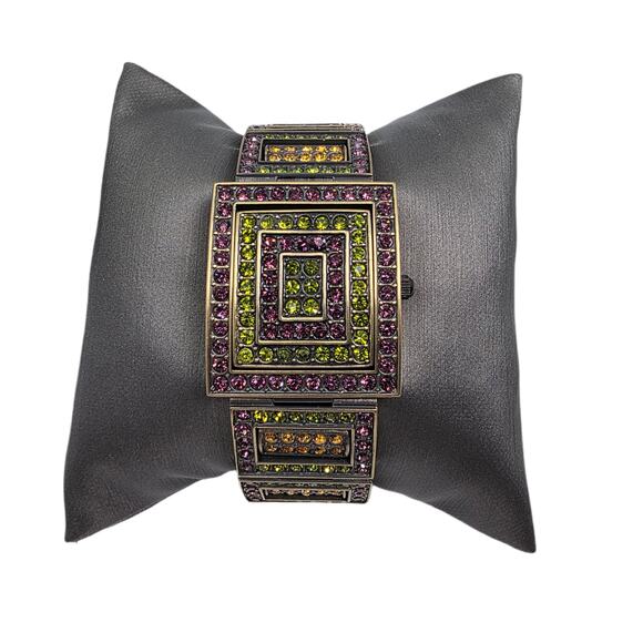Heidi Daus "Changeable Art" Pave' Crystal Reversible Watch/Bracelet New Battery - Picture 2 of 8